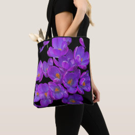 Bolsa Tote Belos Crocus Florais de Primavera Roxos