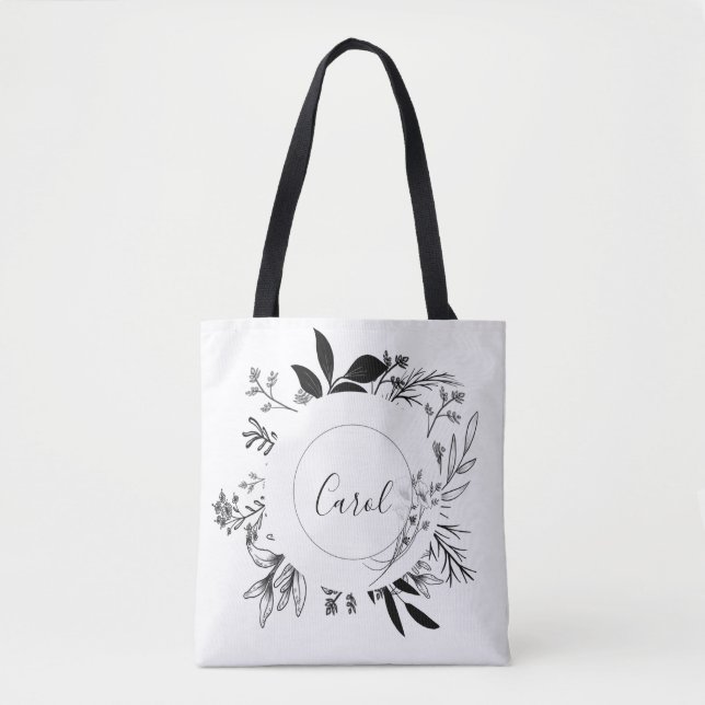 Bolsa Tote Belos Desenhos de Flores Selvagens (Frente)