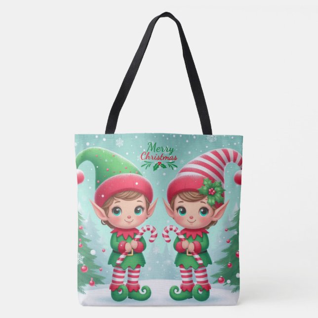 Bolsa Tote Belos elfos de Natal (Frente)