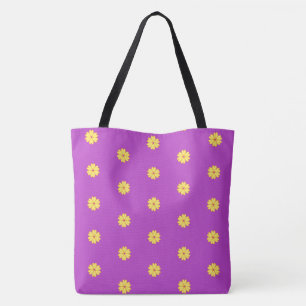 Bolsa Tote Belos Flores Amarelos em Violeta