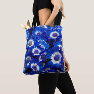 Bolsa Tote Belos Flores de Cineraria Azul Real