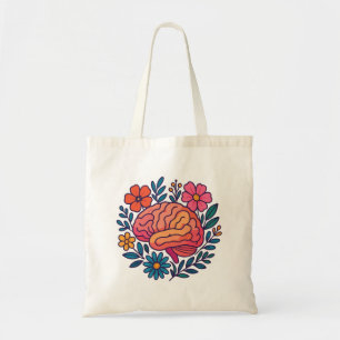 Bolsa Tote Bem-estar Mental Cérebro Florido