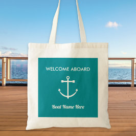 Bolsa Tote Bem-vindo a Bordo Nome do Barco Âncora Náutica