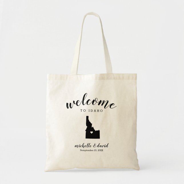 Bolsa Tote Bem-vindo a Idaho | Casamento Estadual Silhouette (Frente)