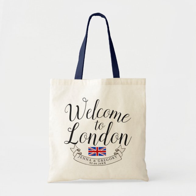 Bolsa Tote Bem-vindo a Londres | Personalização de Casamento  (Frente)