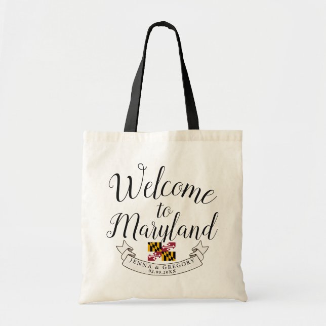 Bolsa Tote Bem-vindo a Maryland| Casamento de destino (Frente)