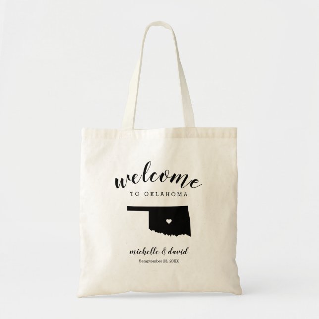 Bolsa Tote Bem-vindo a Oklahoma | Casamento Estadual Silhouet (Frente)