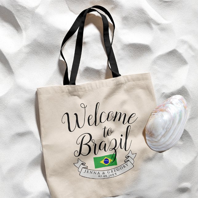 Bolsa Tote Bem-vindo ao Brasil | Personalizado de Casamento d (Criador carregado)