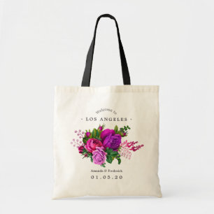 Bolsa Tote Bem-vindo ao Casamento Vintage Fuchsia e Roxo Desp