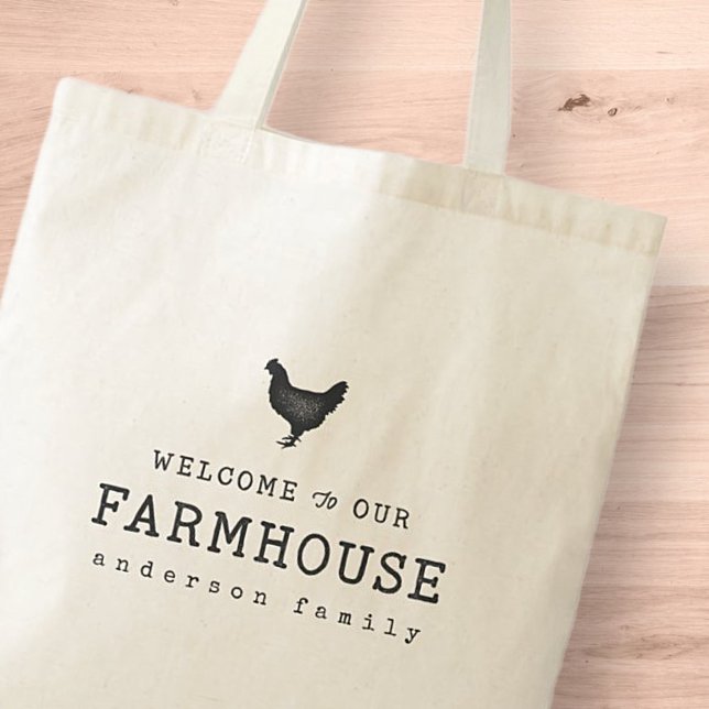 Bolsa Tote Bem-vindo ao nosso Galinha Russo do Campo de Farmh (Criador carregado)