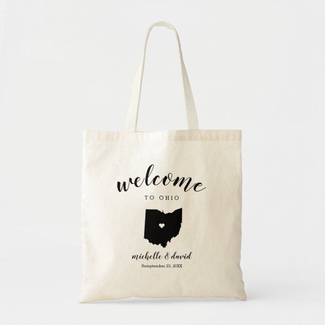 Bolsa Tote Bem-vindo ao OHIO | Casamento Estadual Silhouette (Frente)