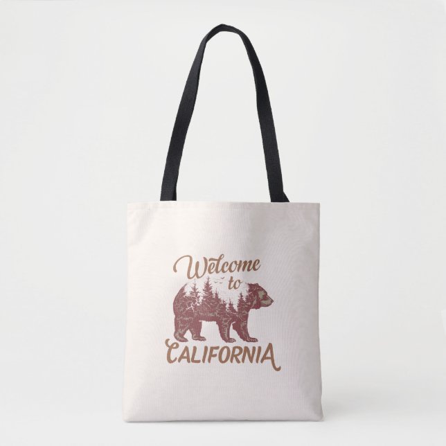 Bolsa Tote Bem-vindo ao Urso da Califórnia (Frente)