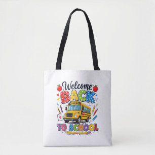 Bolsa Tote Bem-vindo de Volta ao Ônibus Escolar Camisetas Pri