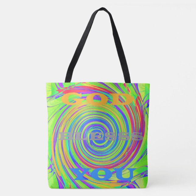 Bolsa Tote Bênçãos Coloridas de Cima | Deus te Abençoe (Frente)