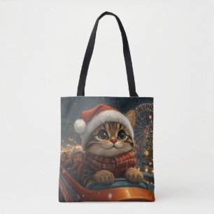 Bolsa Tote Bengala Cat Roller Porta copos Natal