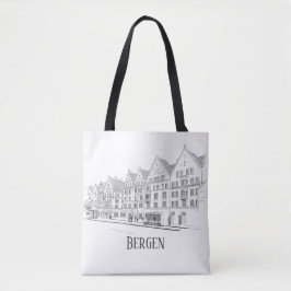 Bolsa Tote Bergen Norway Belo Desenho Da Linha Streetscape