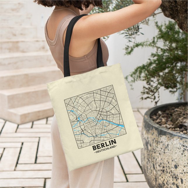 Bolsa Tote Berlin, Germany City Map Tote Bag (Criador carregado)