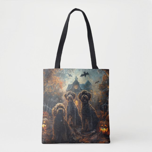 Bolsa Tote Bernedoodle Halloween Night Doggy Delight (Frente)