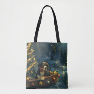 Bolsa Tote Bernese Mountain Christmas Voyage festiva