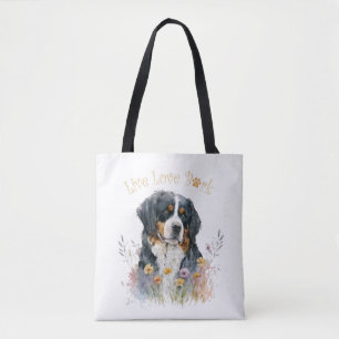 Bolsa Tote Bernese Mountain Dog Mãe Floral
