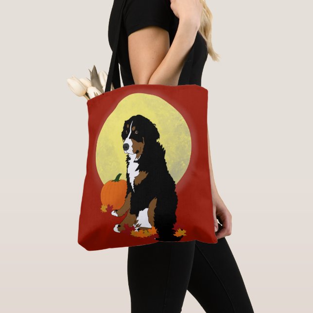 Bolsa Tote Bernese Mountain Dog outono (Close Up)