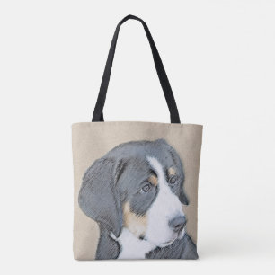 Bolsa Tote Bernese Mountain Dog Puppy Painting - Arte Origina