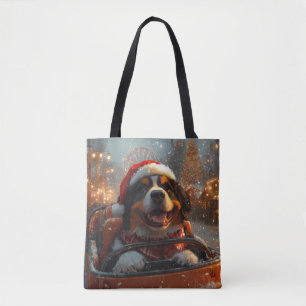 Bolsa Tote Bernese Mountain Dog Roller Porta copos Natal