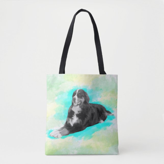Bolsa Tote Bernese Mountain Dog Watercolor Art (Frente)
