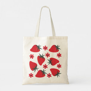 Bolsa Tote Berry Bloom – Tote Floral de Morango Divertido