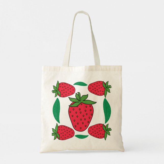 Bolsa Tote Berry Bloom – Tote Simétrico de Morango e Folha (Verso)