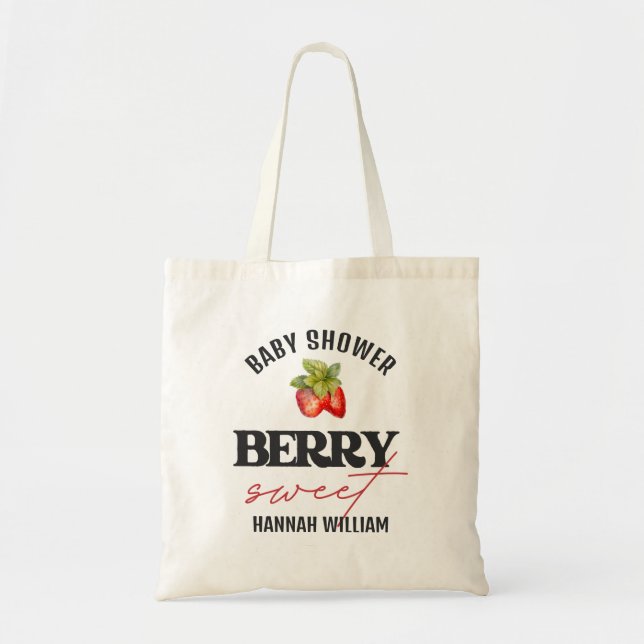 Bolsa Tote Berry Sweet Strawberry Chá de fraldas (Frente)