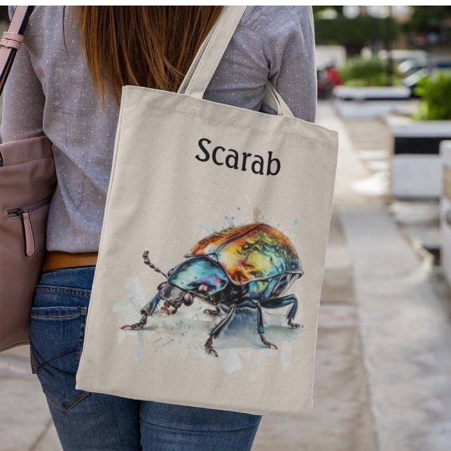 Bolsa Tote Besouro Iridescente em Aquarela, personalizado (Criador carregado)