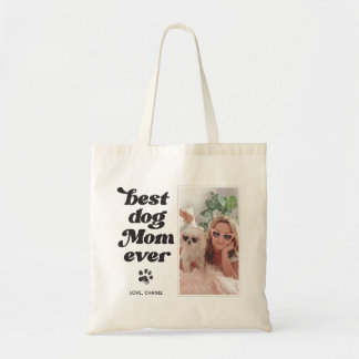 Bolsa Tote Best Dog Mom Ever Custom Photo and Text