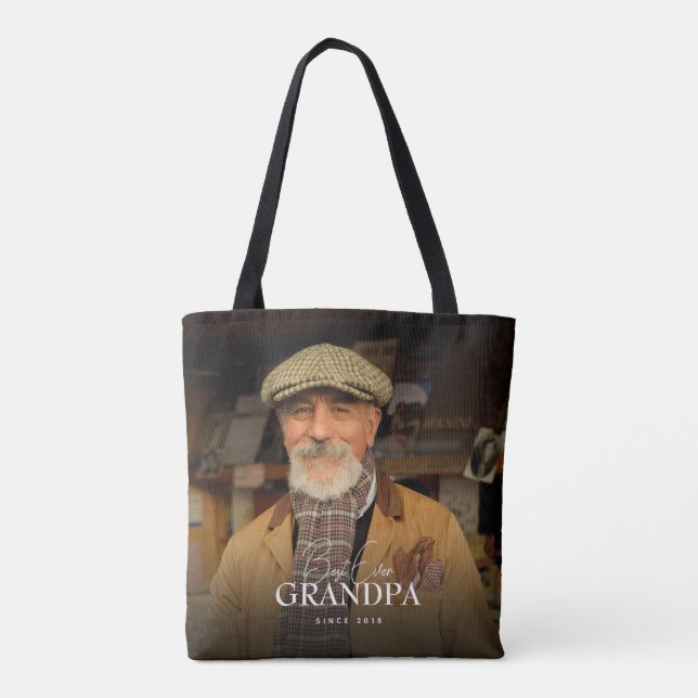 Bolsa Tote Best Ever Grandpa Since 20XX Simple Elegant Photo (Verso)