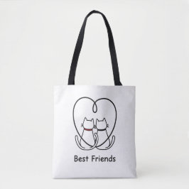 Bolsa Tote Best Friends Cats Heart Tail