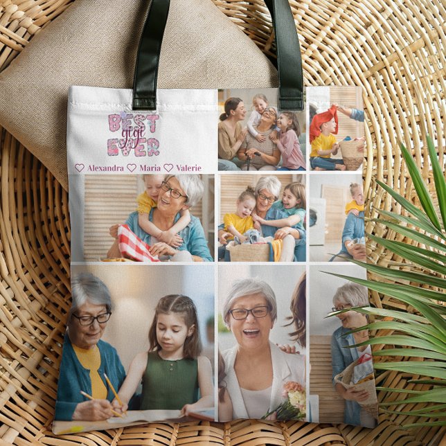 Bolsa Tote Best Gigi Ever Floral Photo Collage (Criador carregado)