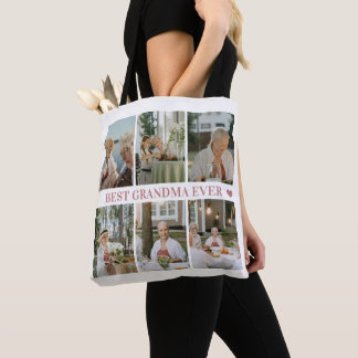 Bolsa Tote Best Grandma Ever Photo Collage – Gift with Hearts