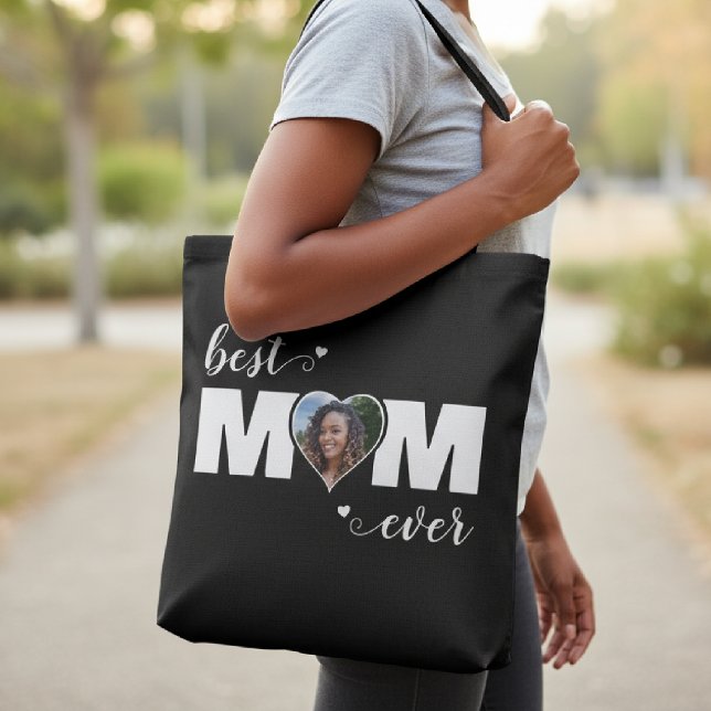 Bolsa Tote Best Mom Ever Heart Photo Mother's Day Black (Best Mom Ever Heart Photo Mother's Day Black Tote Bag
)