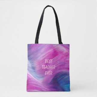 Bolsa Tote Best Teacher Ever Pastel Swirl
