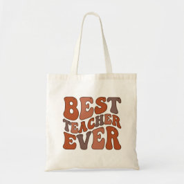 Bolsa Tote Best Teacher Ever – Retro Wavy Teacher Design