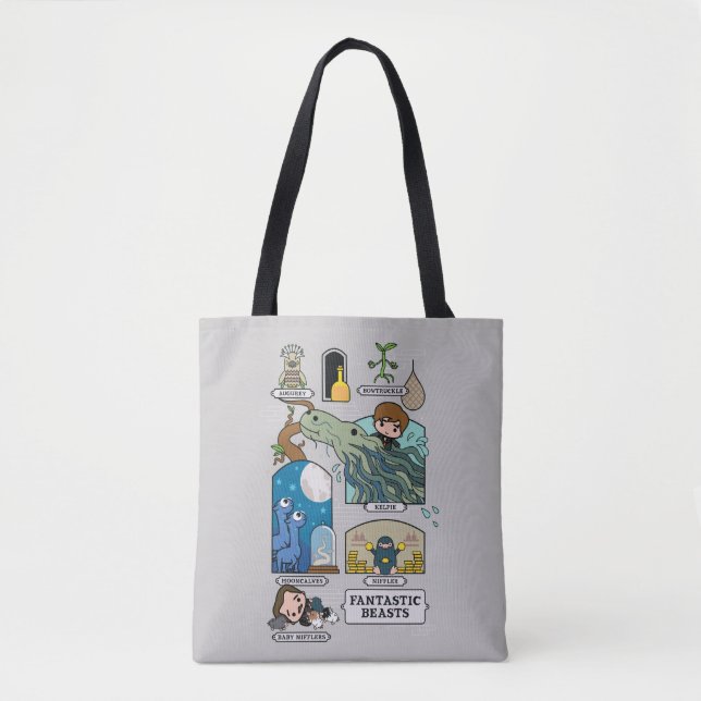 Bolsa Tote Bestas De Cartoons Em Habitats (Frente)