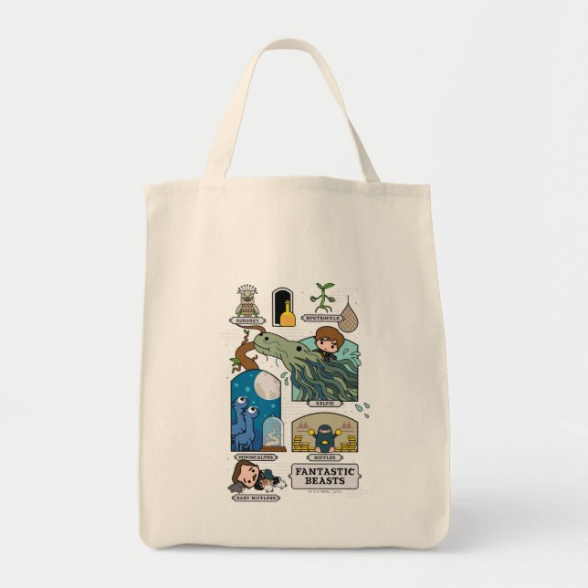 Bolsa Tote Bestas De Cartoons Em Habitats (Frente)