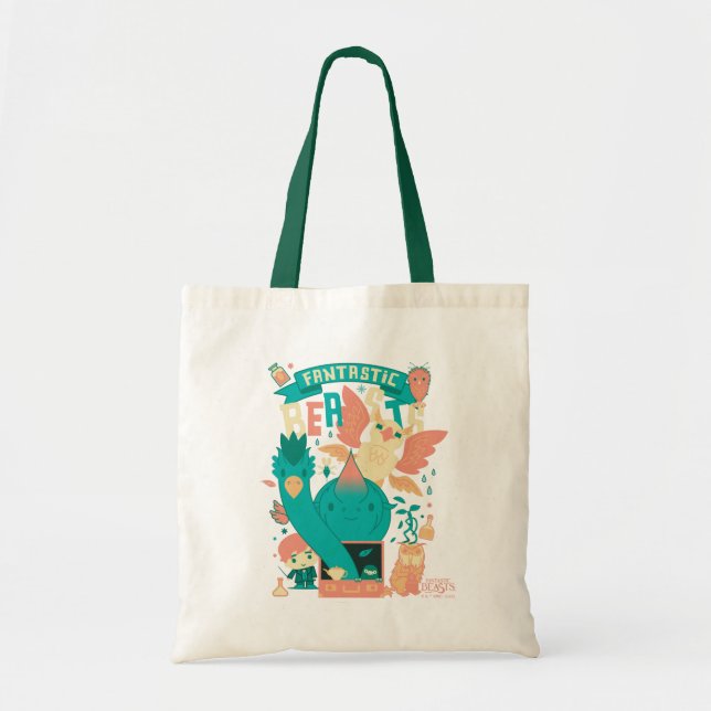 Bolsa Tote Bestas Fantásticas De Cartoon Com Newt Scamander (Frente)
