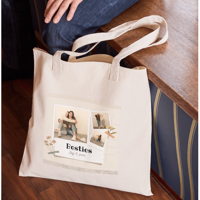Bolsa Tote BESTIES, Colagem de Fotos e Nomes | FCFB (Criador carregado)