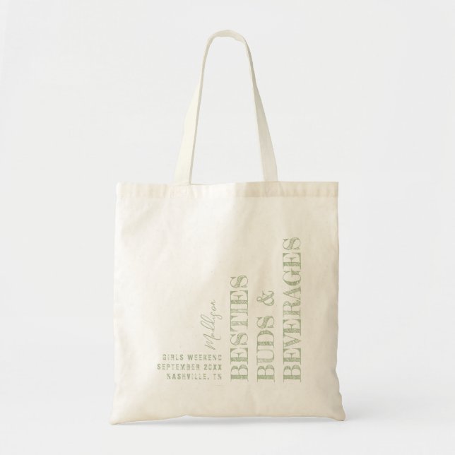 Bolsa Tote Besties Girls Trip Personalizado Verde (Frente)