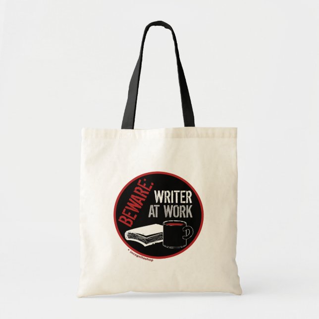 Bolsa Tote Beware: Escritor no trabalho (Frente)