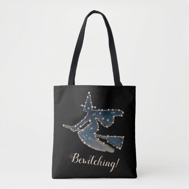 Bolsa Tote Bewitching Starry Night Flying Witch (Frente)