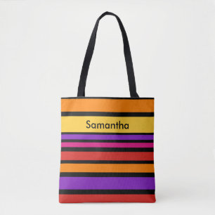 Bolsa Tote BG Stripes Padrão Colorido I + suas costas e ideia