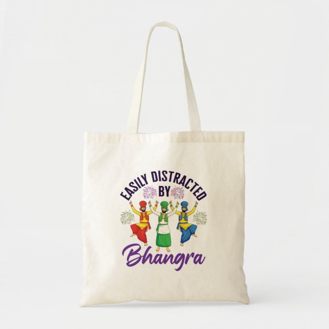 Bolsa Tote Bhangra Punjabi Dance, facilmente distraído (Frente)