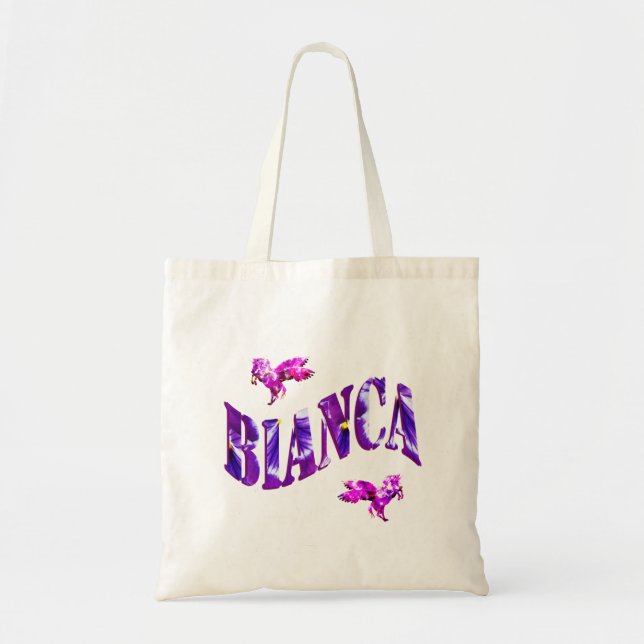 Bolsa Tote Bianca, Nome Feminino Feito Com Pensamentos, (Frente)